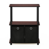 Furinno Go Green 3-Tier Multipurpose Storage Shelf with Bins, Dark Cherry/Black Furinno