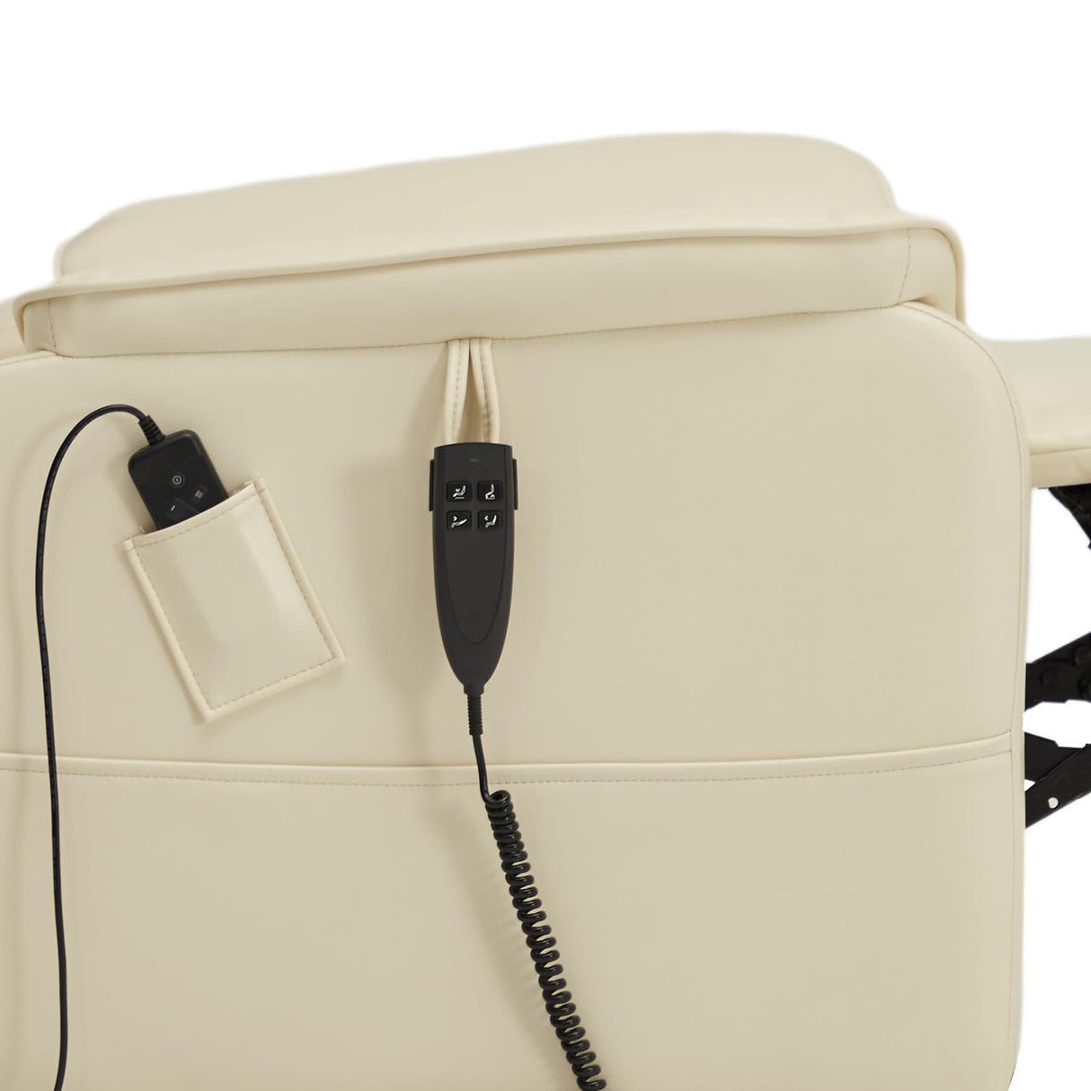 DYNOX 350 LBS Power Lift Recliner Chair for Elderly, Medium Size Dual Motor Lay Flat Infinite Positions Recliner with Heat & Massage(9188,Faux Leather,Cream) DYNOX