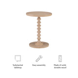 Powell Natural Tarkin Round Wood Turned Spindle Pedestal Side Accent Table Powell