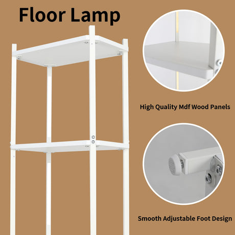5 Tier Corner Shelf with LED Light, 57.7" Tall Corner Stand Shelves Modern Home Decor Display Floor Lamps, Corner Furniture Open Bookshelf for Bedroom, Office, Living Rooms, White Bloddream
