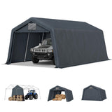 MFSTUDIO Outdoor Carport 13x22 ft, Portable Storage Sheds Shelter Garages Heavy Duty Canopy with Rolled up Zipper Doors, Outside Utility Shed Garage Tent for Boat,Patio Furniture and Tools MFSTUDIO