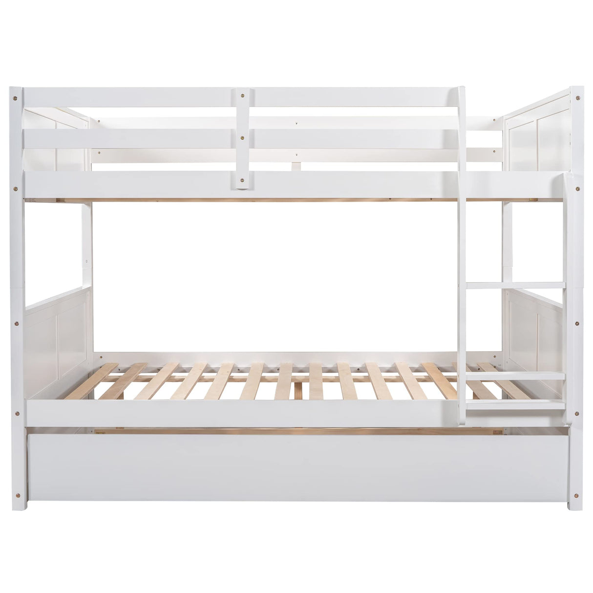 Harper & Bright Designs Full Bunk Bed with Trundle - Sturdy Solid Wood, Safety Guard Rails, and Versatile Design in White Harper & Bright Designs