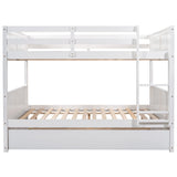 Harper & Bright Designs Full Bunk Bed with Trundle - Sturdy Solid Wood, Safety Guard Rails, and Versatile Design in White Harper & Bright Designs