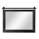 COGOOD Farmhouse Barn Door Mirror - 41" x 26" Rustic Wood Framed Wall Mirror for Bathroom, Living Room, Entryway Wall Decor (Black) COGOOD