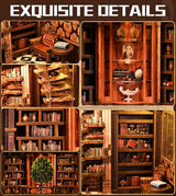 Roroom DIY Miniature House Kit, Wisdom Rings Book Repository Book Nook Kit with LED Light,3D Wooden Puzzle Miniature Dollhouse Kit for Bookshelf Decor-Creative Gift for Family and Friends