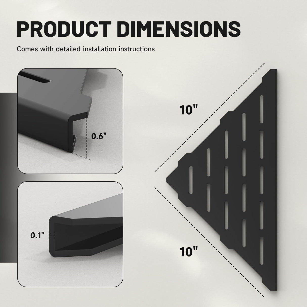 BATHLAVISH Corner Shower Shelves 10" Matte Black, 2 Pack 304 Stainless Steel Shower Corner Shelf Recessed Slot Design, Wall Mount Triangle Shower Caddy for Bathroom, Kitchen Organization BATHLAVISH