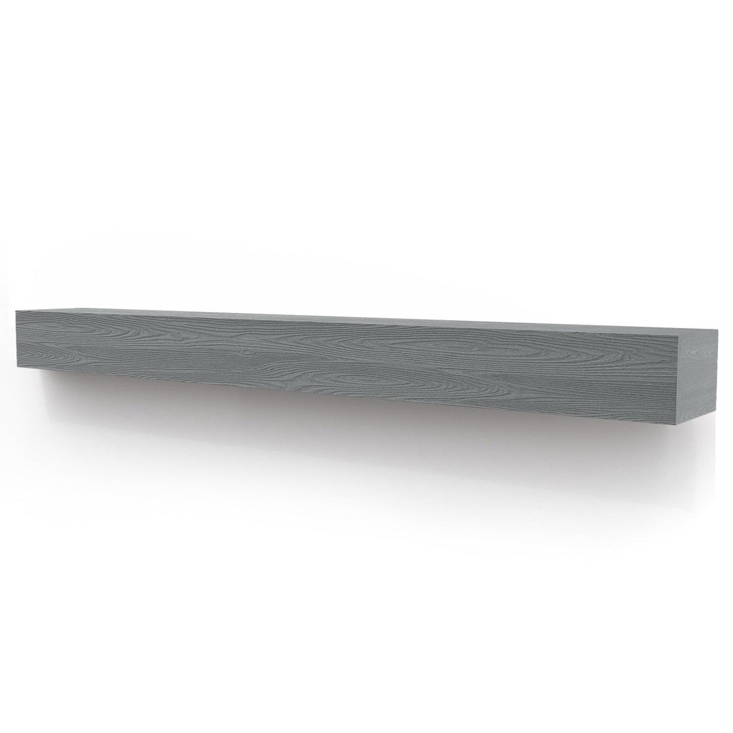 THLYNSAM Fireplace Mantel 60 inches Floating Shelf with Rustic Finish Wood Wall Shelf with Invisible Heavy Duty Bracket for Living Room Décor, 60L x 6H x 8D, Grey