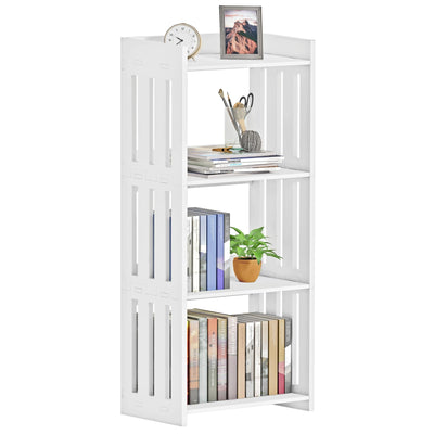 HAYOFAMY Bookshelf, Bookcase for Small Spaces, 4 Tier Shelf White Book Organizer Storage Display Rack for Kids Room, Living Room, Office, Bedroom and Bathroom