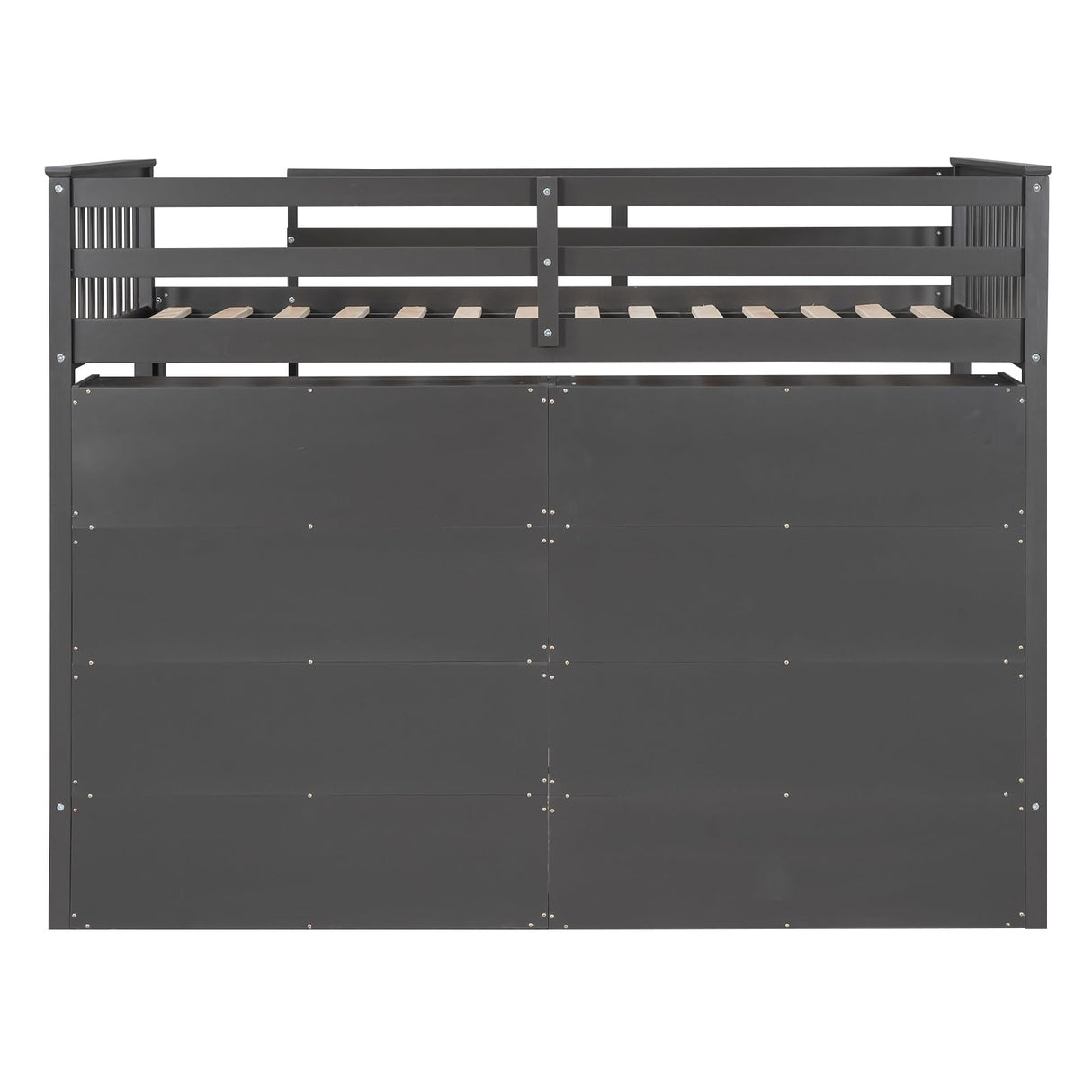 SOFTSEA Twin Size Grey Loft Bed with Open Storage and Ladder for Kids SOFTSEA