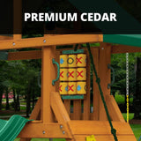 Gorilla Playsets 01-1033-GREY Ozark Wood Swing Set with Green Vinyl Canopy, Rock Wall, Swings, Punching Ball, and Grey Slide Gorilla Playsets