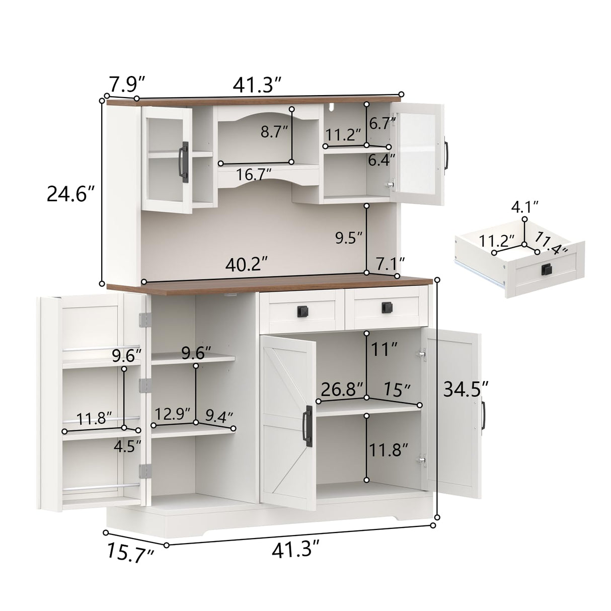 60" Tall Farmhouse Kitchen Pantry Storage Cabinet,Kitchen Hutch with Microwave Stand,Freestanding Buffet Pantry Cabinet with Glass Door and Adjustable Shelves for Dining Room (White) Gyfimoie