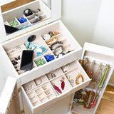 Hives & Honey Chelsea Standing Jewelry Armoire Cabinet, Jewelry Storage Organizer with Top Flip Mirror, 2 Doors, 7 Drawers, Jewelry Chest Armoire, Jewelry Box for Necklace, Earring, Bracelet, White Hives and Honey