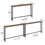 HOOBRO 2 Pack 5.9" Narrow Console Sofa Table with Power Outlets, 47.2" Long Behind Couch Table with Charging Station, Skinny Sofa Table for Living Room, Foyer, Rustic Brown BF15XGP201G1 HOOBRO