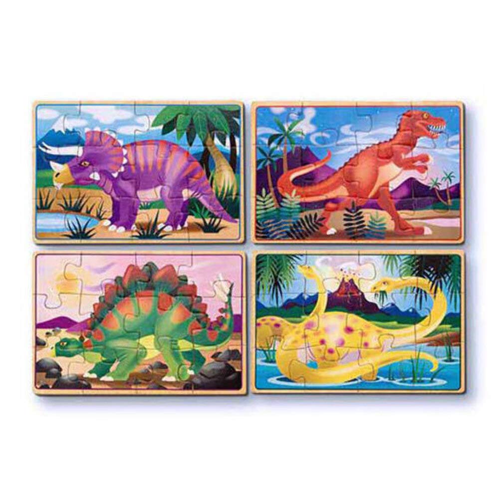 Melissa & Doug Dinosaurs 4-in-1 Wooden Jigsaw Puzzles in a Storage Box 48-Pieces (Item # FOURDINO) Melissa & Doug