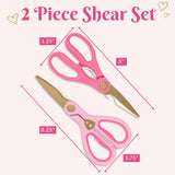 Paris Hilton All Purpose Kitchen Shears, Premium Stainless Steel Blades with Ergonomic Soft Grip Handles, 2-Piece Set, Pink Paris Hilton