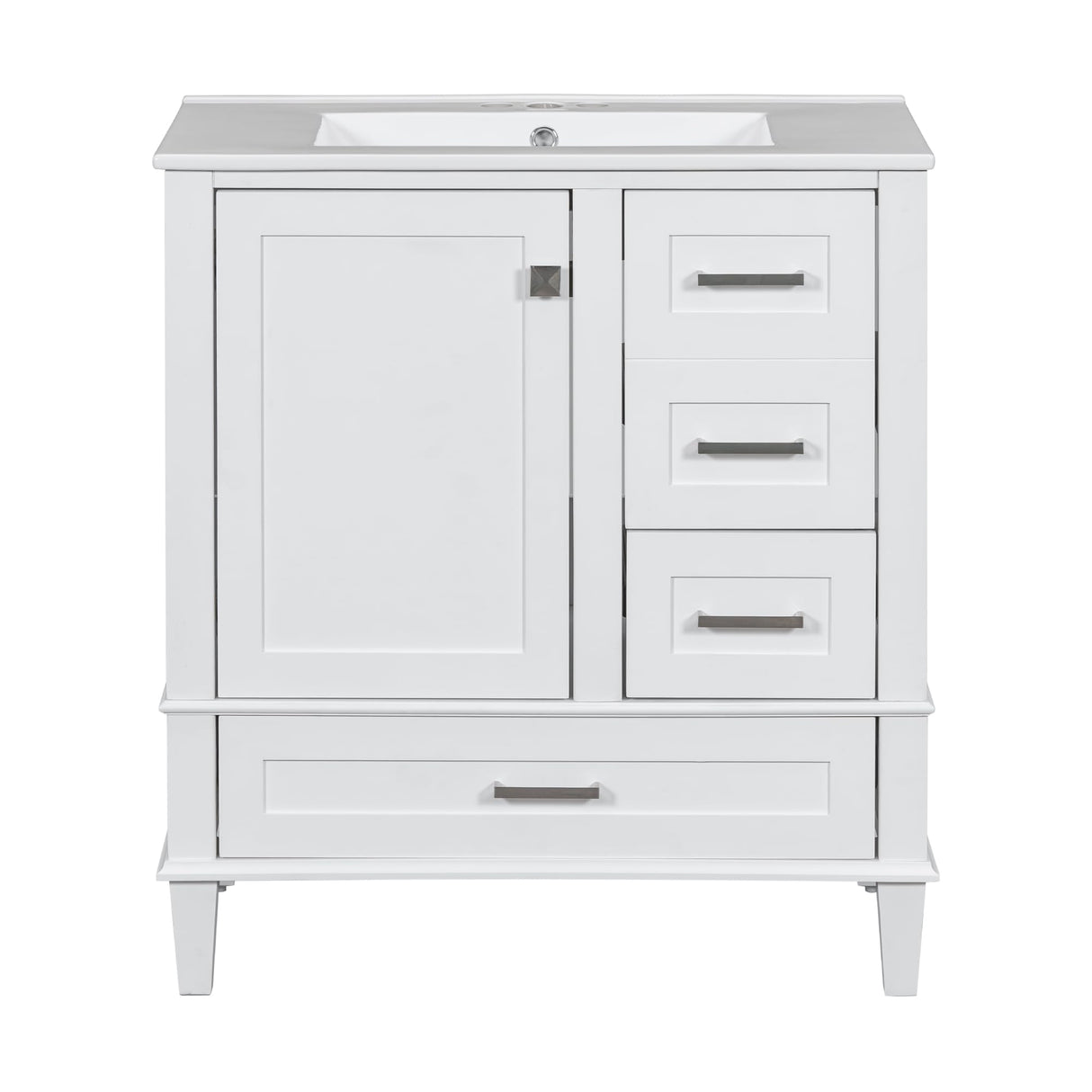 30" Bathroom Vanity with Sink Combo Set, Modern Storage Cabinet with a Soft Closing Door and 3 Drawers, Solid Wood Frame Merax