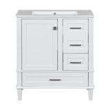 30" Bathroom Vanity with Sink Combo Set, Modern Storage Cabinet with a Soft Closing Door and 3 Drawers, Solid Wood Frame Merax