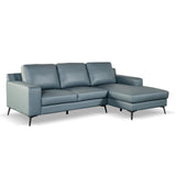 Furniture of America Ronan Modern Leather Sectional Sofa with Chaise and Pillows, L Shaped Couch for Living Room, Bedroom, FSC Certified, Right-Facing, Blue Furniture of America