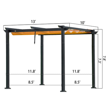 Domi 10x13ft Outdoor Retractable Pergola with Sun Shade Canopy, Pergolas and Gazebos Clearance, Patio Metal Canopy for Deck, Garden, Backyard