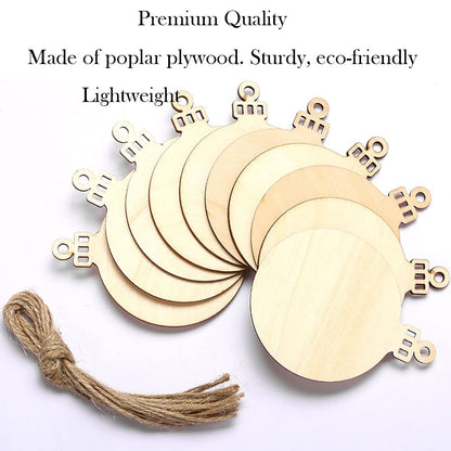 80pcs Natural Wood Slices, HOOMBOOM 3.5 Inch DIY Wooden Christmas Ornaments Unfinished Predrilled Wood Circles for Crafts Centerpieces Holiday Hanging Decorations