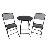 Four Seasons Courtyard Padova 3 Piece Bistro Outdoor Backyard Dining Set with 2 Folding Chairs and Round Table Furniture for Patios or Decks, Black Four Seasons Courtyard