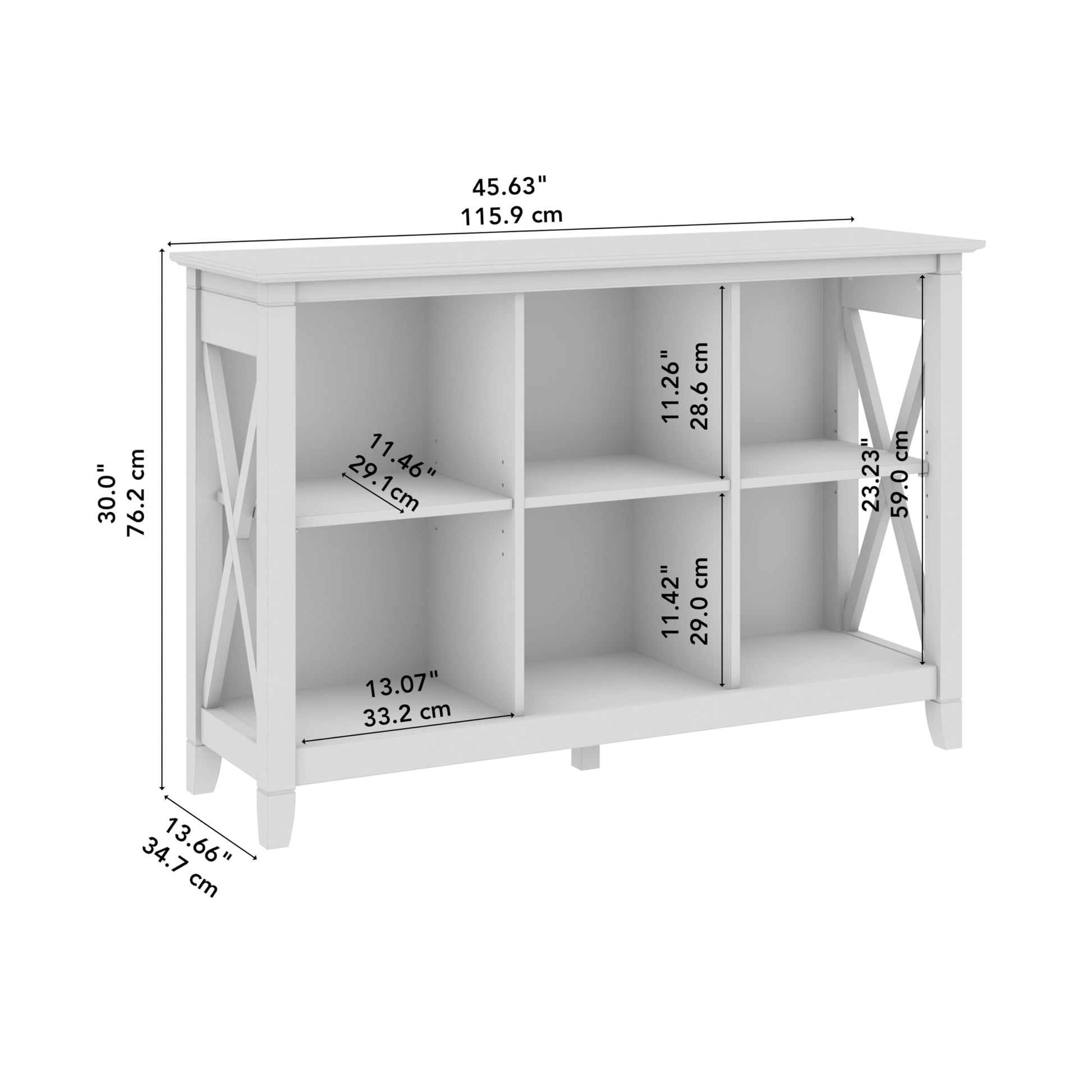 Bush Furniture Key West 6 Cube Bookcase in Washed Gray, Small Organizer for Home Office, Living Room, and Entryway - WoodArtSupply