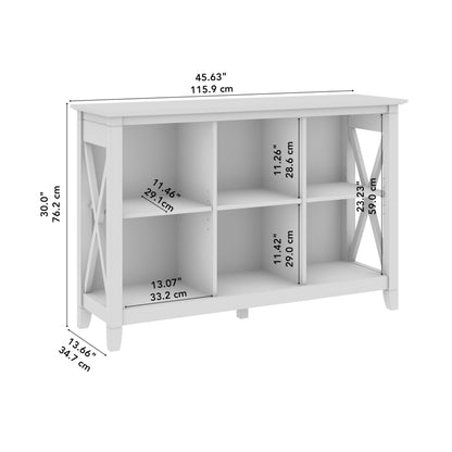 Bush Furniture Key West 6 Cube Bookcase in Washed Gray, Small Organizer for Home Office, Living Room, and Entryway - WoodArtSupply