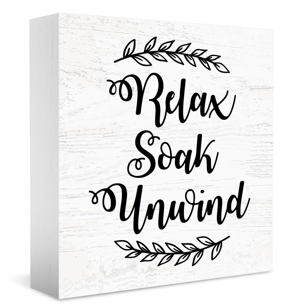 Funny Farmhouse Bathroom Decor for Shelves Relax Soak Unwind Wood Sign 5 X 5 inch Bathroom Accessories Decor Bathroom Toilet Wall Shelf Counter Restroom Home Decor for Her Him