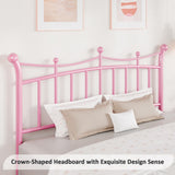 HOMBCK Full Size Metal Bed Frame with Headboard, Pink Bed Frame with Crown Headboard and Footboard, Wrought Iron Art, Under Bed Storage, Mattress Anti-Slip, No Box Spring Needed, Easy Assembly, Pink HOMBCK