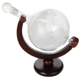 Lily's Home World Globe Whiskey Decanter with Dark Finished Wood Stand, Bar Funnel, and 2 Matching Glasses (850 ml) Lily's Home