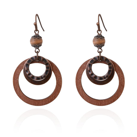 Boho Wooden Dangle Earrings for Women Vintage Brown Earrings Geometric Lightweight Earrings for Gift Watforsh