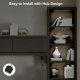 Martronic 4-Pack 12 Inch LED Display Case Lighting Kit, Black Dimmable Bookshelf Light Bars with 12V Power Adapter, 6000K Bright White, Plug-in Slim Lights for Shelves, Curio Cabinets, and Bookcases Martronic