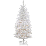 National Tree Company Artificial Pre-Lit Slim Christmas Tree, White, Kingswood Fir, White Lights, Includes Stand, 4.5 Feet National Tree Company