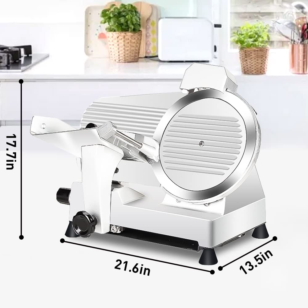 Meat Slicer,10" Premium Steel Blade Home and for Commercial Meat Slicer Stainless Steel Semi-Auto bread slicer, Cheese Food Electric Deli Slicer. TUDALLK