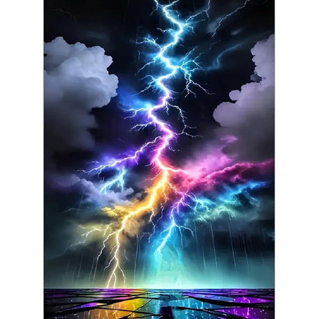 JFYHAB Lightning Diamond Art Kits for Adults, Lightning Diamond Painting Kits for Beginners, DIY 5D Sky Diamond Painting with Round Gem Art Kits for Adult for Gift Home Wall Decor 12x16 Inch JFYHAB