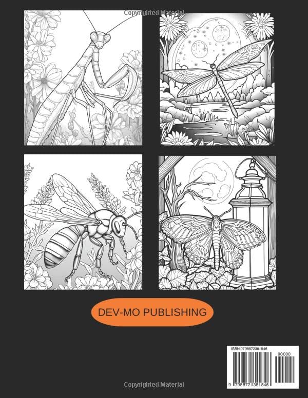 Bug Coloring Book: 40 Insect and Bug Coloring Pictures For Kids and Adults. Majosta