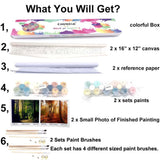 CHUNXIA Paint by Numbers Kit for Adults Beginner,2 Pack Rolled Canvas Wall Art Painting by Numbers Kit Seaside Painting Decor Packaged in a Nice Box,12x16inch(155-156) CHUNXIA