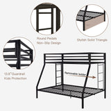 ikalido Twin Over Full Metal Bunk Bed with Guard Rail & Removable Ladder in Matte Black ikalido