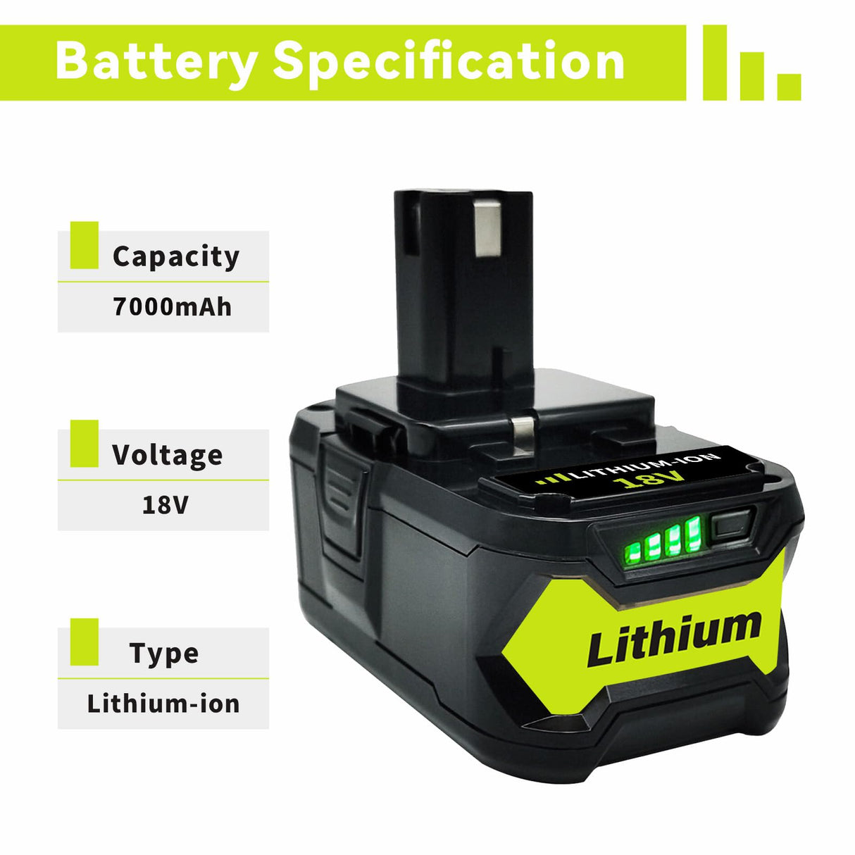 FERRYBOAT 2Pack P108 7.0Ah Replacement for Ryobi 18v Battery Compatible with Ryobi 18Volt Lithium-ion Plus P102 P103 P104 P105 P107 P109 P190 P191 P122 Batteries FERRYBOAT