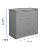 Delta Children Sutton 3 Drawer Dresser with Changing Top and Interlocking Drawers - Greenguard Gold Certified, Grey Delta Children