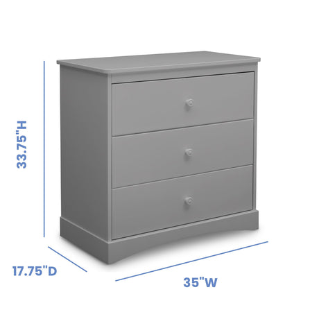 Delta Children Sutton 3 Drawer Dresser with Changing Top and Interlocking Drawers - Greenguard Gold Certified, Grey Delta Children