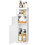 VOGGV Bathroom Storage Cabinet, Bathroom Floor Cabinet Freestanding 1 Doors and Shelves for Home Kitchen, Living Room and Hallway, 29.5 * 8.66 * 7.87in, White VOGGV