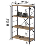 FOLUBAN 4-Tier Rustic Industrial Bookshelf in Oak Finish FOLUBAN