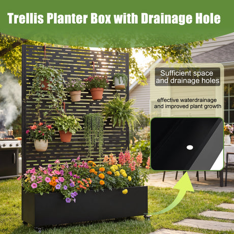 Metal Raised Garden Bed with Wheels and Trellis HouseOfZazla