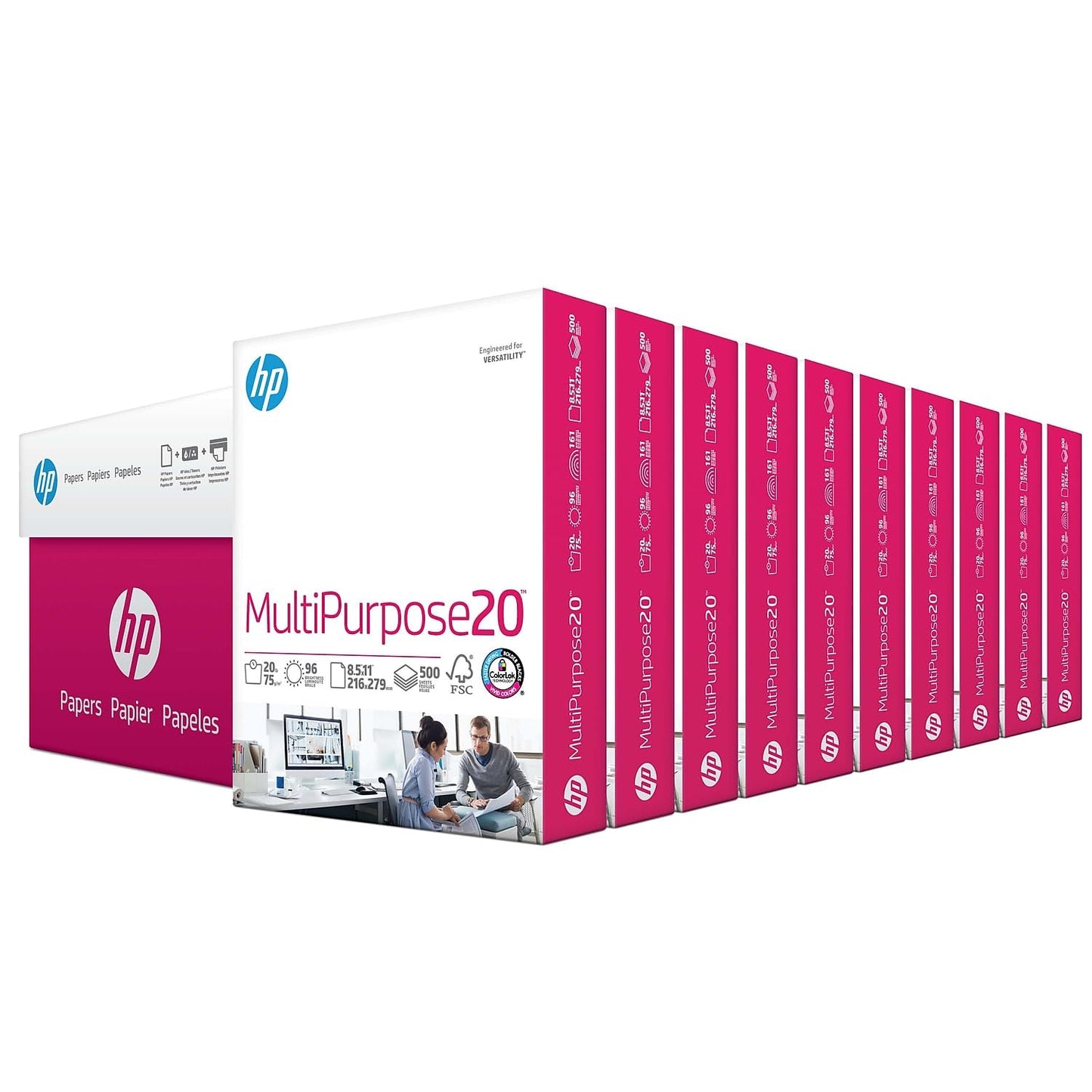 HP Printer Paper | 8.5 x 11 Paper | MultiPurpose 20 lb | 10 Ream Case - 5000 Sheets | 96 Bright | Made in USA - FSC Certified | 112000PC