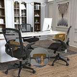 KOLLIEE Mesh Home Office Chair Ergonomic Swivel Office Desk Chair with Adjustable Lumbar Support Black Comfortable Computer Chair with Flip up KOLLIEE