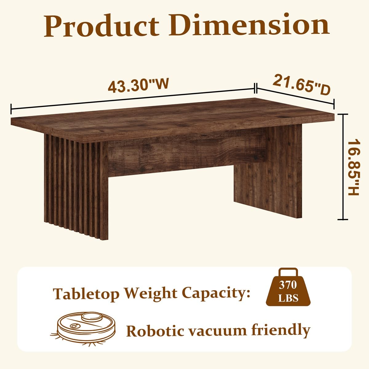 BON AUGURE Coffee Table for Living Room, Farmhouse Wood Center Table, Rectangle Mid-Century Living Room Table (Rustic Oak, 47Inch) BON AUGURE