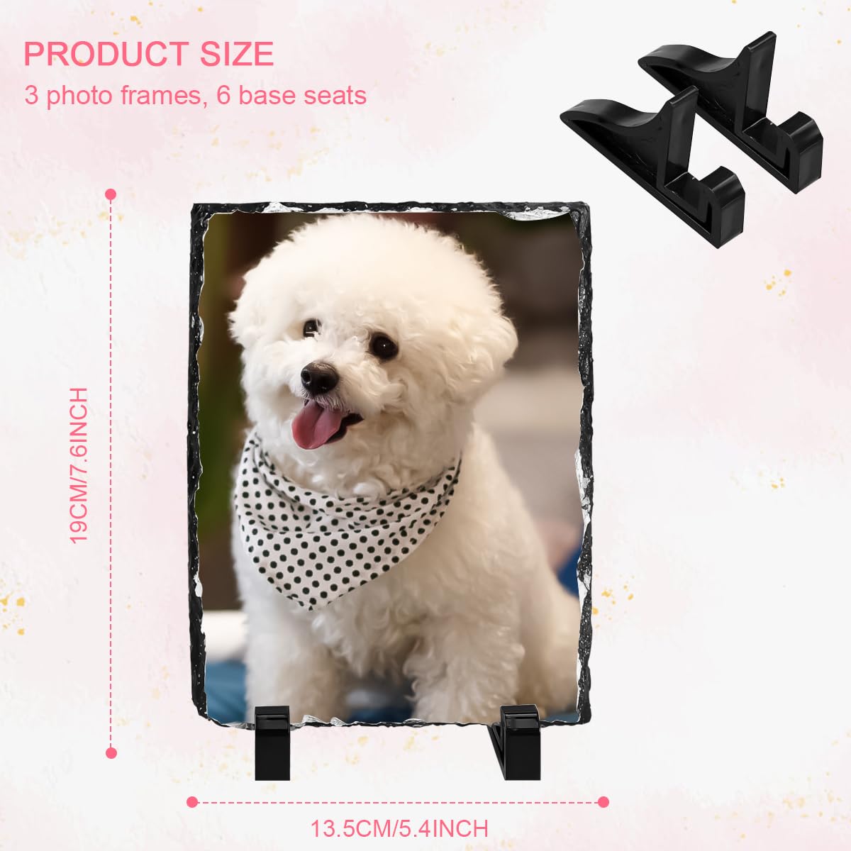 Enenes 6 x 8 Inch Sublimation Blank Slate, 3 PCS Rectangular Custom Stone Slate, Picture Frame Matte Heat Transfer Rock Photo Plaque Enenes