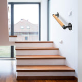 SELEWARE 26 Inch Wood Handrail Stair Handrail Drywall or Concrete Mount Handrail w/Sturdy Metal Base, Barrier-Free Staircase Grab Bar for Elderly, 1.3 Inch Round SELEWARE