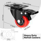 Nefish 2 Inch Casters Wheels (8 Pack), Heavy Duty Top Plate Caster Wheels with Brake 1200 Lbs, 360 Degree Durable Locking Furniture Swivel Castors, No Noise Polyurethane Wheels for Cabinet, Furniture Nefish